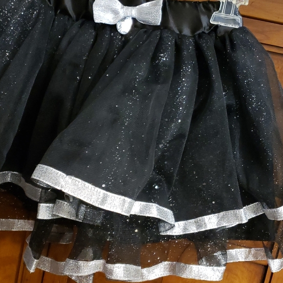 Toddler Black and Silver Tiered and Tulle Skirt - Picture 3 of 9